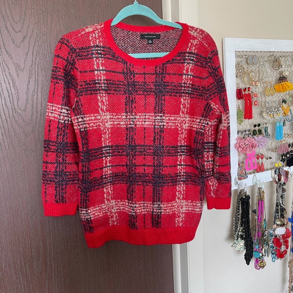 SOLD 3 for $20 Ann Taylor Plaid Wool Sweater - Picture 4 of 7